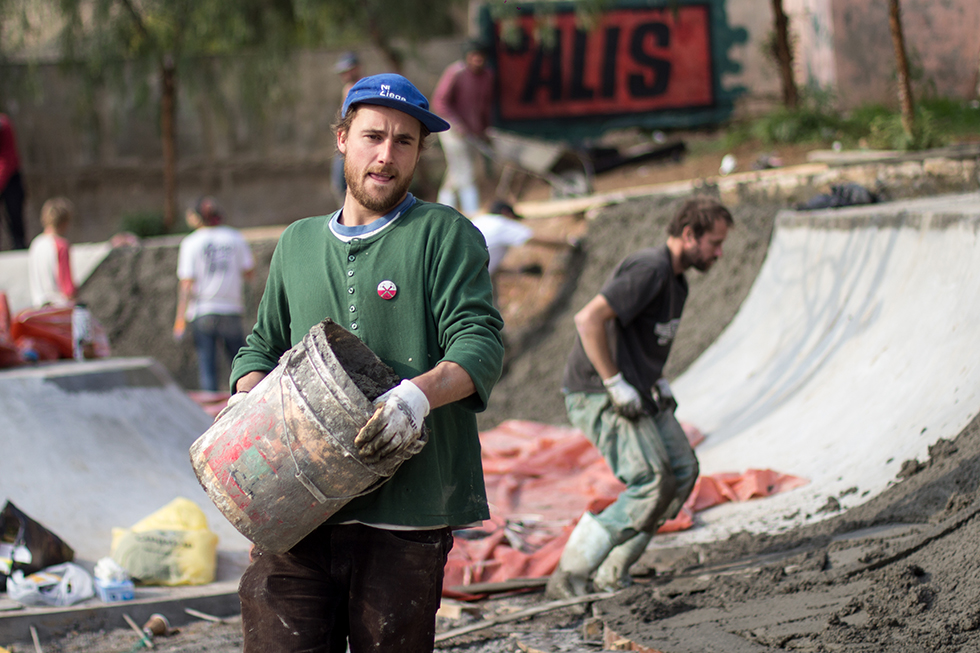 Mikkjel Dolferus, 30 years old, came from Belgium and is spending 20 days in Amman to help build the 7Hills skatepark. He is a specialized skatepark builder and has previously volunteered to build one in Bolivia.