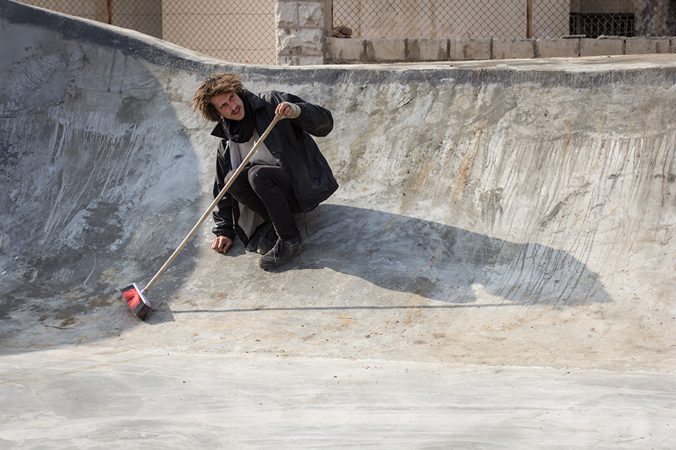 Jannis Fray is a German design student in Jordan on an exchange program. He is a longtime skater and has helped organize the fundraising event for the skatepark. This is his first time building a skatepark and he is also doing some artwork there.